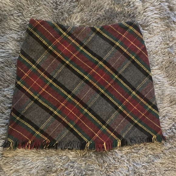 Sanctuary Plaid Wool Tartan Fringe Mini Skirt Thick Warm Lined Frayed - Picture 1 of 7